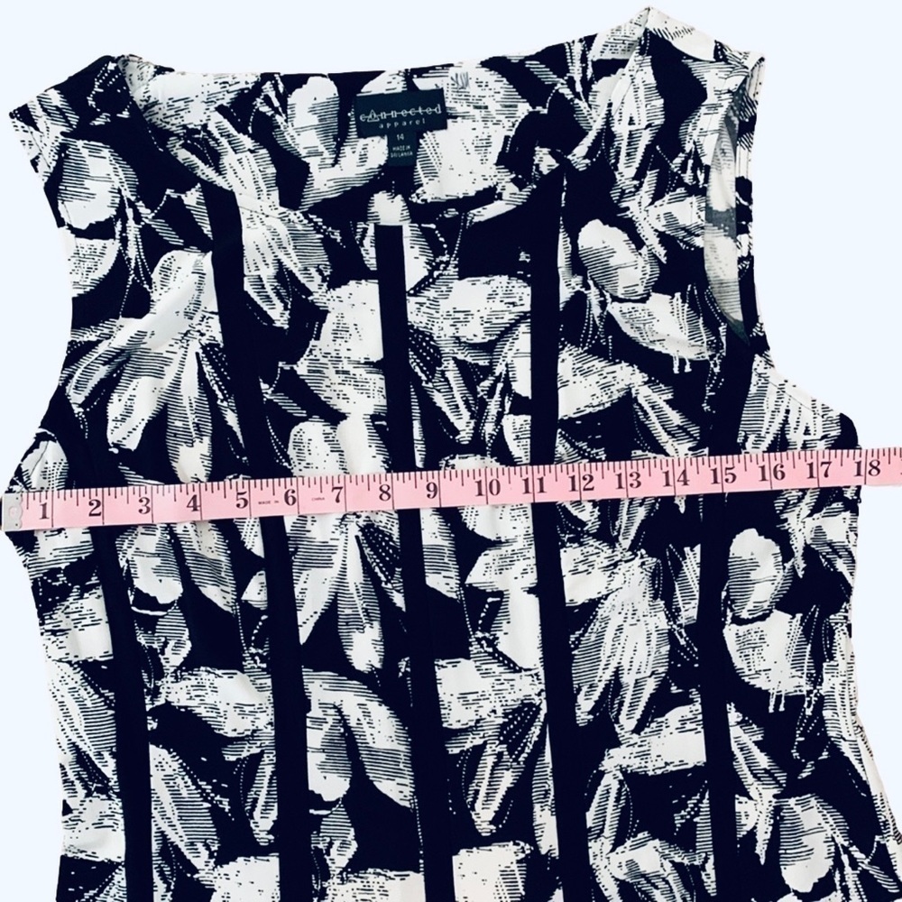 Connected Apparel Dress, Size 14, Black & White Floral - Picture 6 of 9